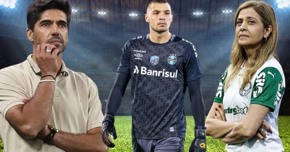 Abel Ferreira, Gabriel Grando e Leila Pereira (Foto: Reprodução / Palmeiras / Montagem TV Foco)