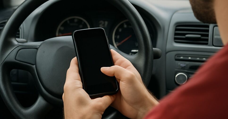 Usar o celular mesmo com o carro parado é passível de multa (Foto Reprodução/CHT)
