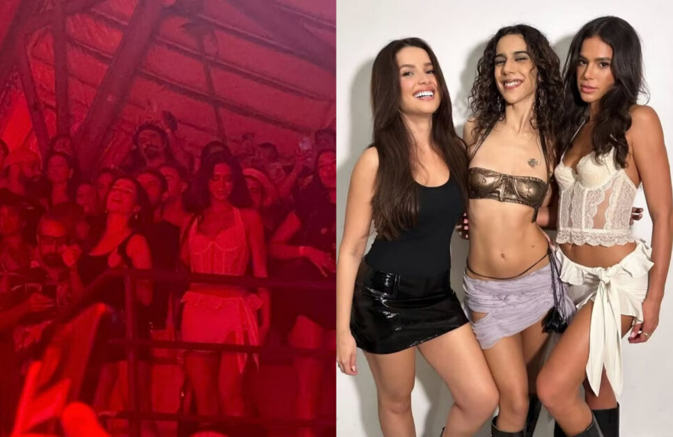 Bruna curte o show ao lado de amigos (Foto: Reprodução/Montagem TV Foco)