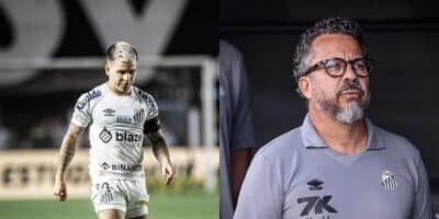 Cleber Xavier chora com Soteldo fora no Santos (Reprodução: Raul Baretta)