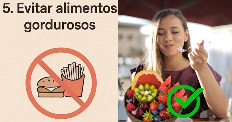 Evite comida gordurosa (Foto Reprodução/Montagem/Canva/Lennita/Tv Foco)
