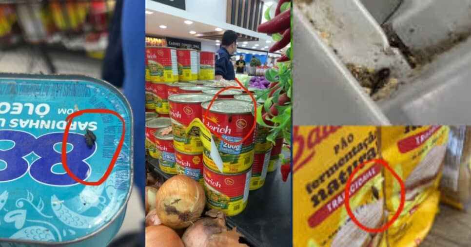 Coco de rato na lata e mais sujidades (Foto Reprodução/Facebook)