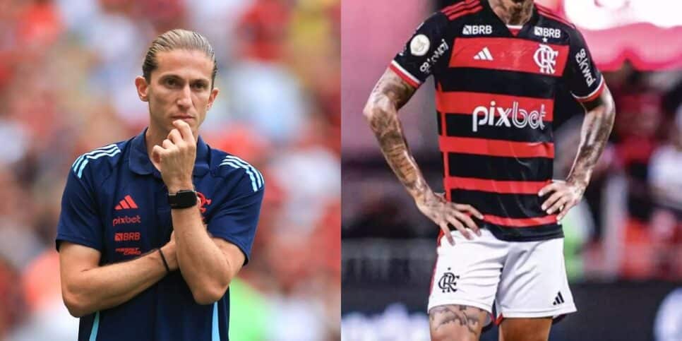 Filipe Luís chora com possível adeus de craque do Flamengo (Reprodução: Montagem TV Foco)