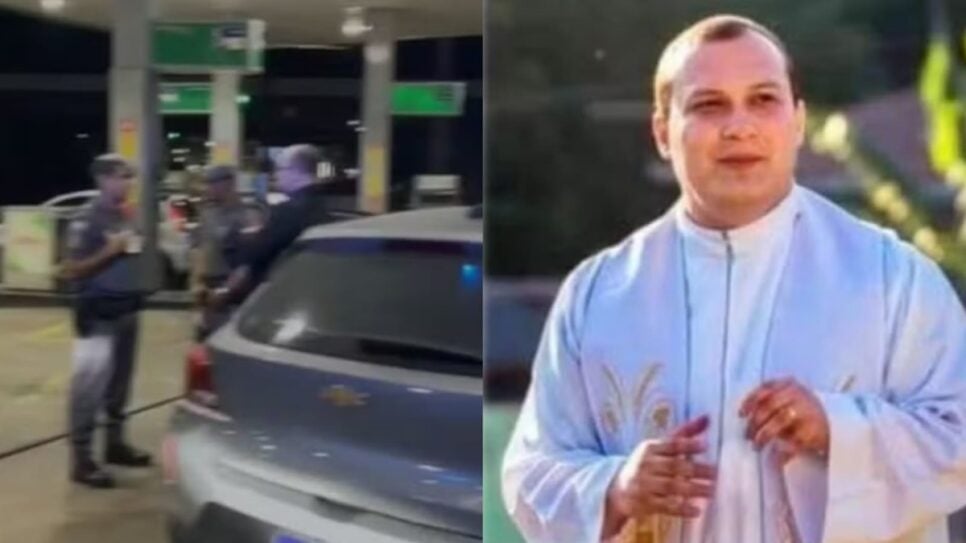 Ação da polícia em posto de gasolina; O padre famoso do interior de São Paulo (Foto: Reprodução/ g1/ Montagem)