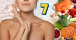 Alimentos que turbinam colágeno e mulher com pele de porcelana (Foto: Reprodução / Canva / Montagem TV Foco)