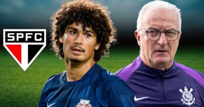 Logo do São Paulo, André Ramalho e Dorival Júnior (Foto: Reprodução / Corinthians / Canva / Montagem TV Foco)