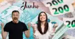 Trabalhadores comemorando saque (Foto: Reprodução / Canva / Montagem TV Foco)