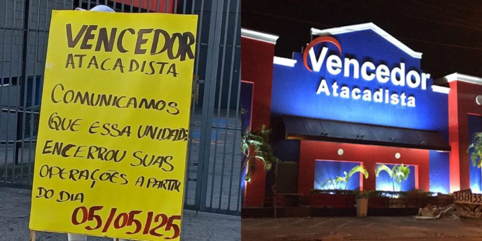 Fechamento de unidade do Vencedor Atacadista (Reprodução: Montagem TV Foco)