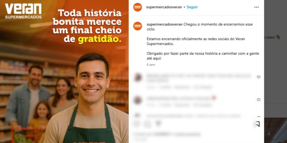 Comunicado de encerramento do mercado (Reprodução: Instagram)