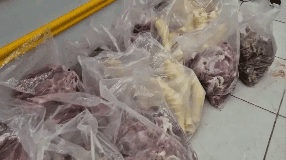 Carnes apreendidas (Foto Reprodução/A Tribuna)