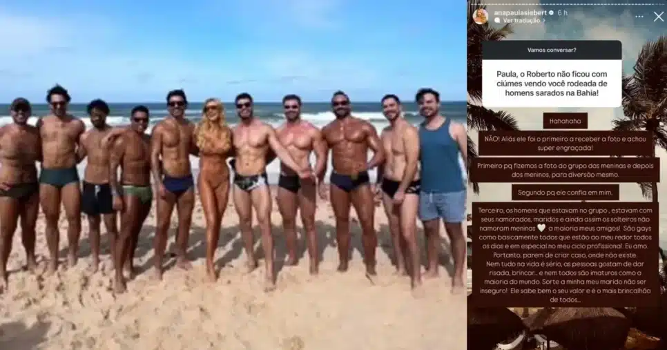 Ana Paula Siebert com os seus amigos na Bahia (Foto: Reprodução/Montagem TV Foco)