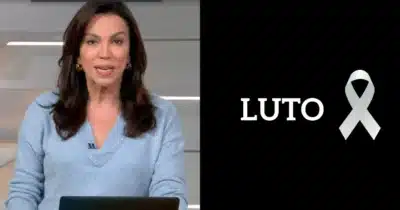 Ana Paula Araújo no Bom Dia Brasil e imagem de luto (Fotos: Reproduções / Globo / Canva)