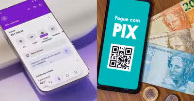 Aplicativo Nubank e ilustração PIX (Fotos: Divulgação / Canva)