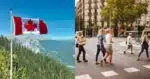 Bandeira do Canadá e pessoas na rua (Fotos: Canva)
