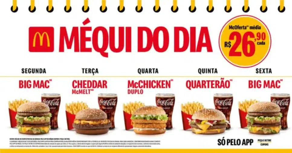 Algumas promoções oficiais do MC Donald's no app traz a possibilidade de comprar combos por valores mais acessíveis (Foto Reprodução/Montagem/McDonalds)