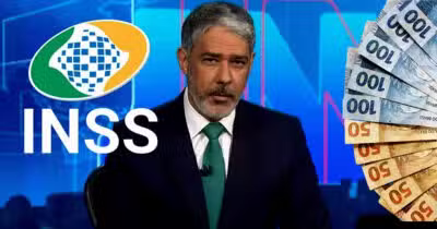 William Bonner anuncia pagamento relâmpago do INSS em edição do JN (Foto Reprodução/Montagem/TV Foco/Lennita/Canva/Globo)