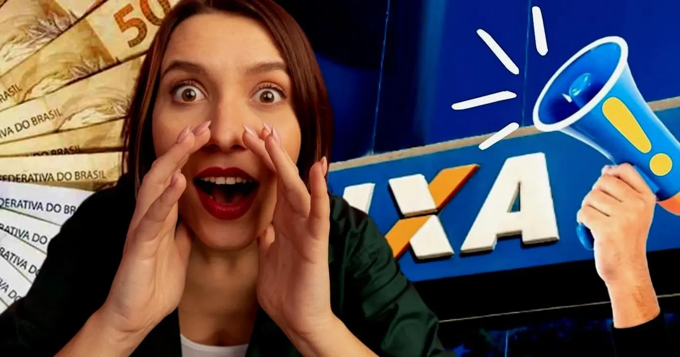 Ilustração Caixa/Dinheiro e mulher surpresa (Foto Reprodução/Montagem/Lennita/Canva/TV Foco)