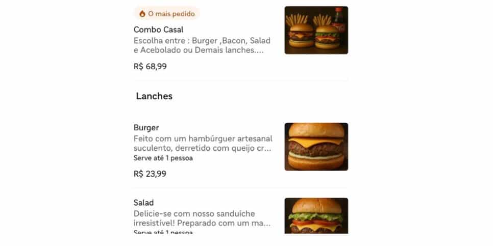Cardápio de restaurante (Foto: Reprodução / tecnoblog)