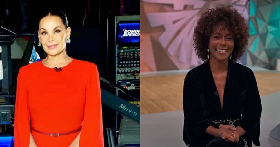 Carolina Ferraz no Domingo Espetacular, da Record, e Maju Coutinho no Fantástico (Fotos: Reproduções / Instagram)