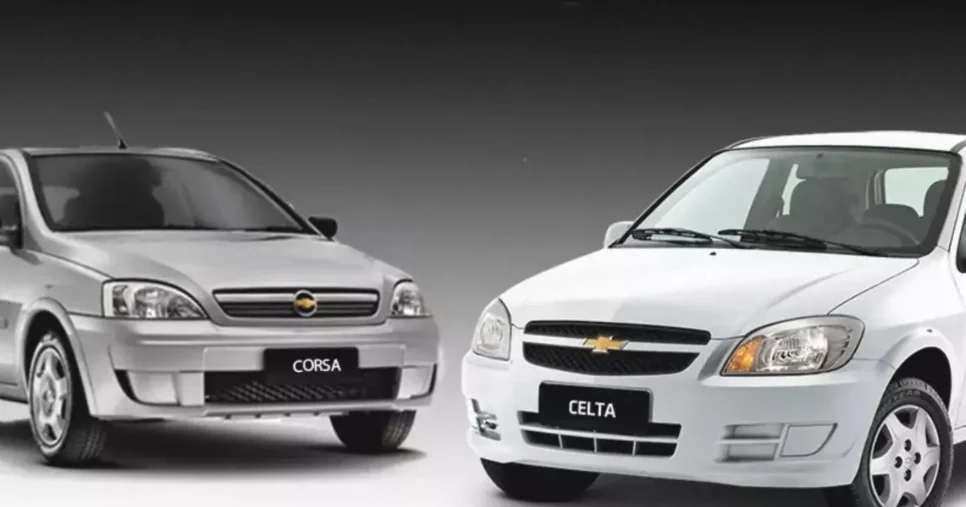Celta e Corsa da Chevrolet (Foto Reprodução/Internet)