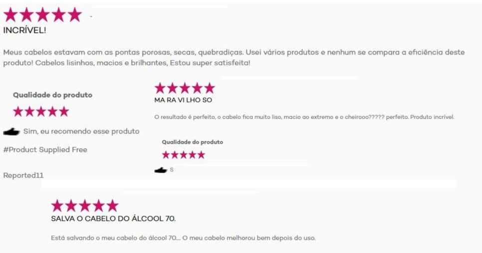 Avaliações do produto (Foto Reprodução/L'Oréal)