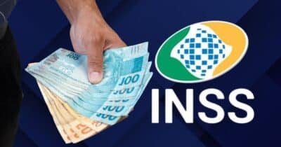Homem segurando notas de real e logo do INSS (Fotos: Reproduções / Canva / Internet)