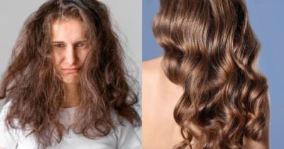 Ilustração cabelo com frizz e sem (Fotos: Freepik / Canva)