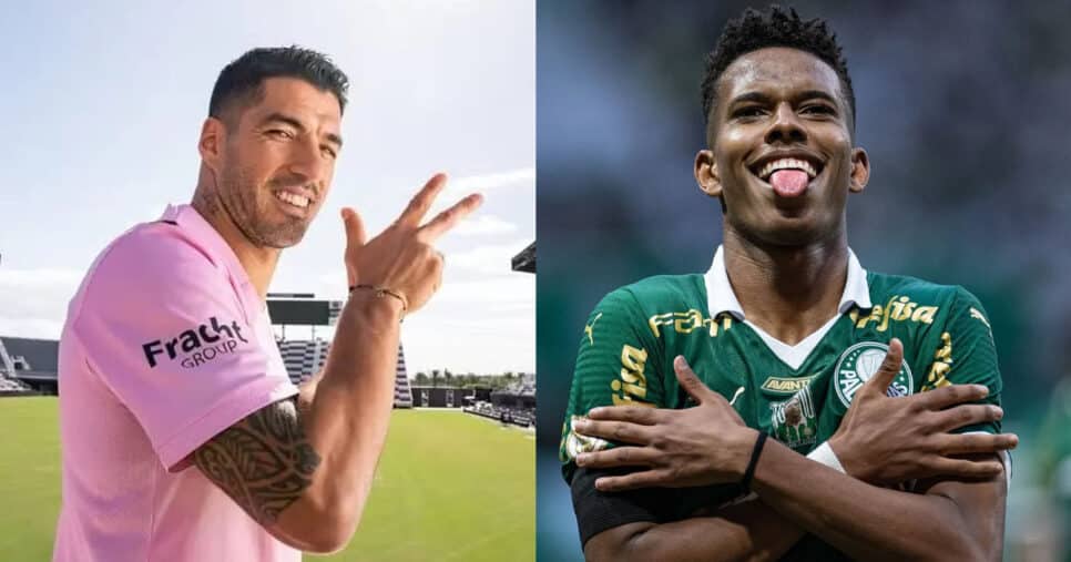 Luis Suárez e Estêvão, do Palmeiras (Foto: Reprodução)