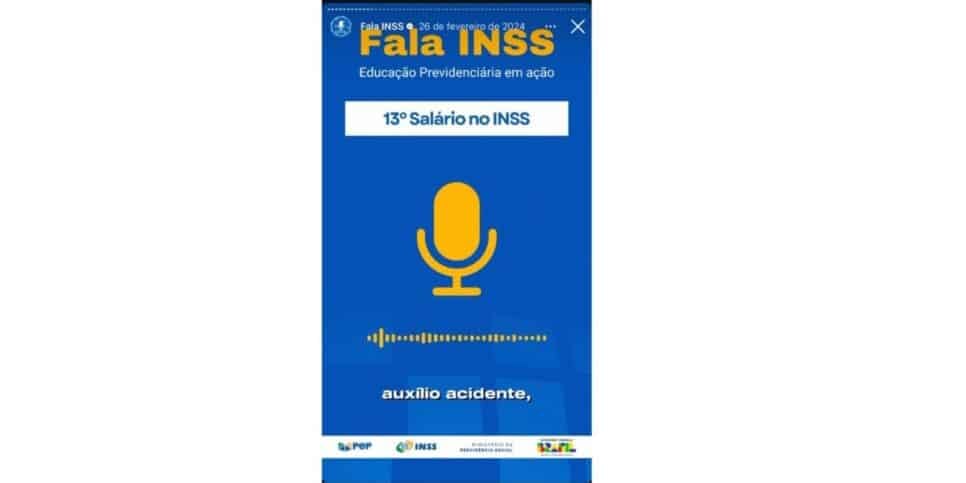 Anúncio sobre o 13º salário do INSS (Foto: Reprodução / Instagram)