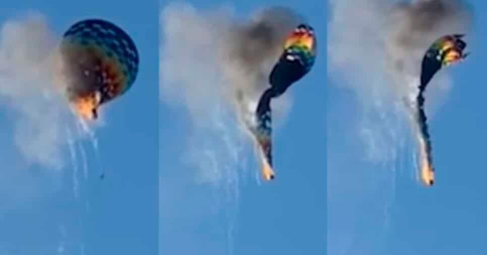 Globo para para noticiar queda de um balão em SC (Foto: Reprodução) 
