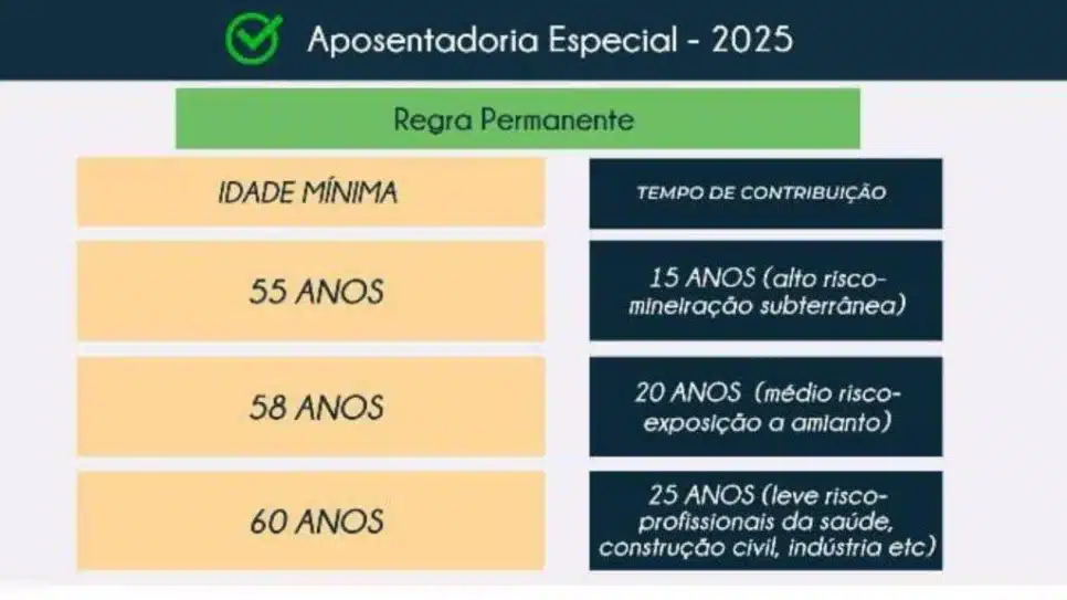 Regras para aposentadoria especial pelo INSS em 2025 (Foto Reprodução/Internet)