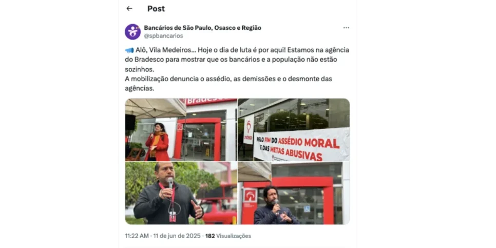 Sindicato dos bancários (Foto: Reprodução / X)