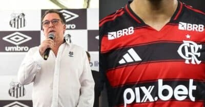 Teixeira no Santos e craque do Flamengo - Foto Reprodução Internet