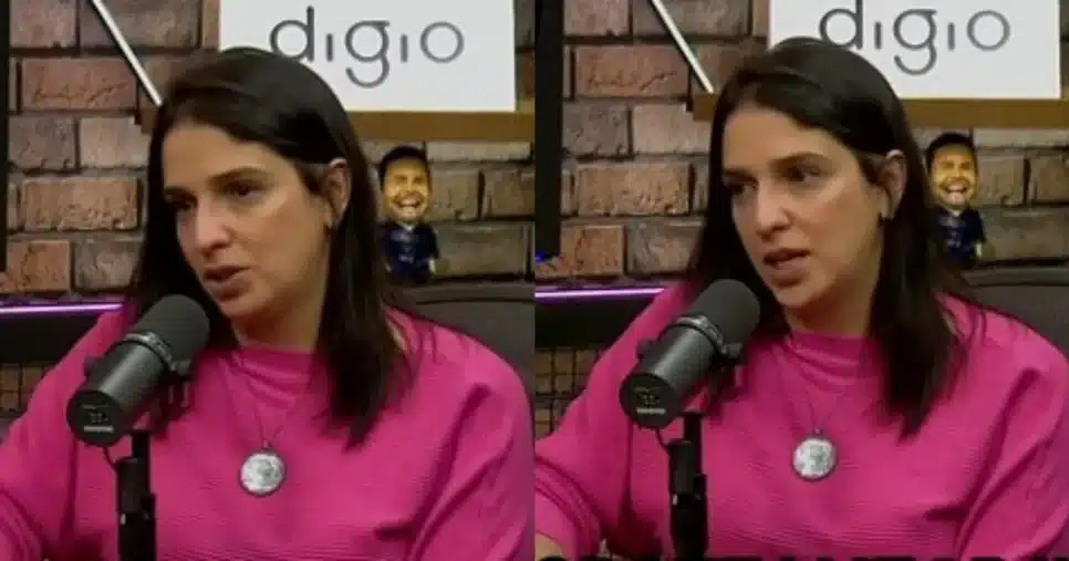 Ana Carolina Oliveira, no Ticaracaticast (Foto: Reprodução/Montagem TV Foco)