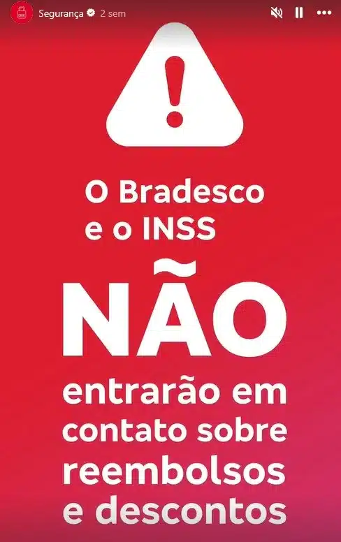 
Comunicado do Bradesco (Foto: Reprodução / Instagram)
