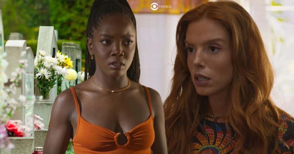 Cemitério, Leona e Kami em Dona de Mim (Foto: Reprodução / Globo / Montagem TV Foco)