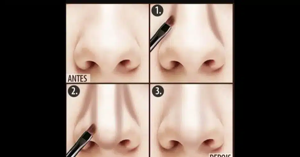 Técnica que maquiagem esconde o nariz de batata (Foto Reprodução/Montagem/Pinterest)