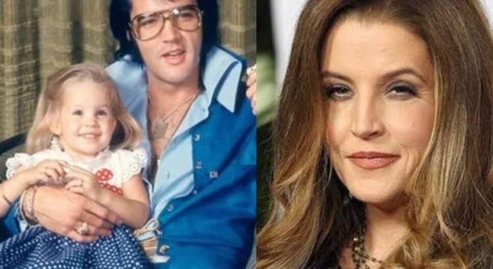 Elvis Presley com sua filha; Famosa morreu em 2023 (Foto: Reprodução/ Internet/ Montagem)