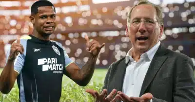 Júnior Santos e John Textor (Foto: Reprodução / Botafogo / Montagem TV Foco)