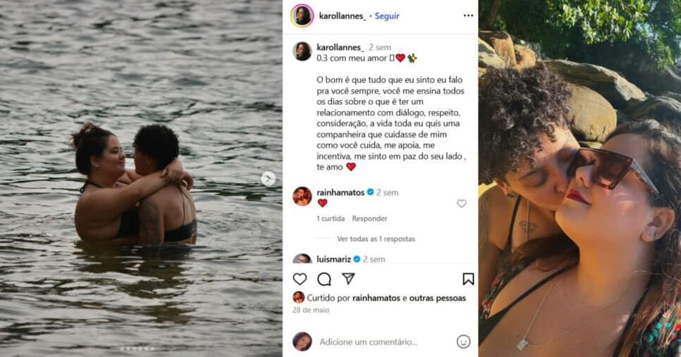 Karol Lannes ao lado de sua namorada (Foto: Reprodução/Montagem TV Foco)