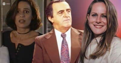 Lisa, Tibério e Estela em A Viagem (Foto: Reprodução / Globo / Montagem TV Foco)