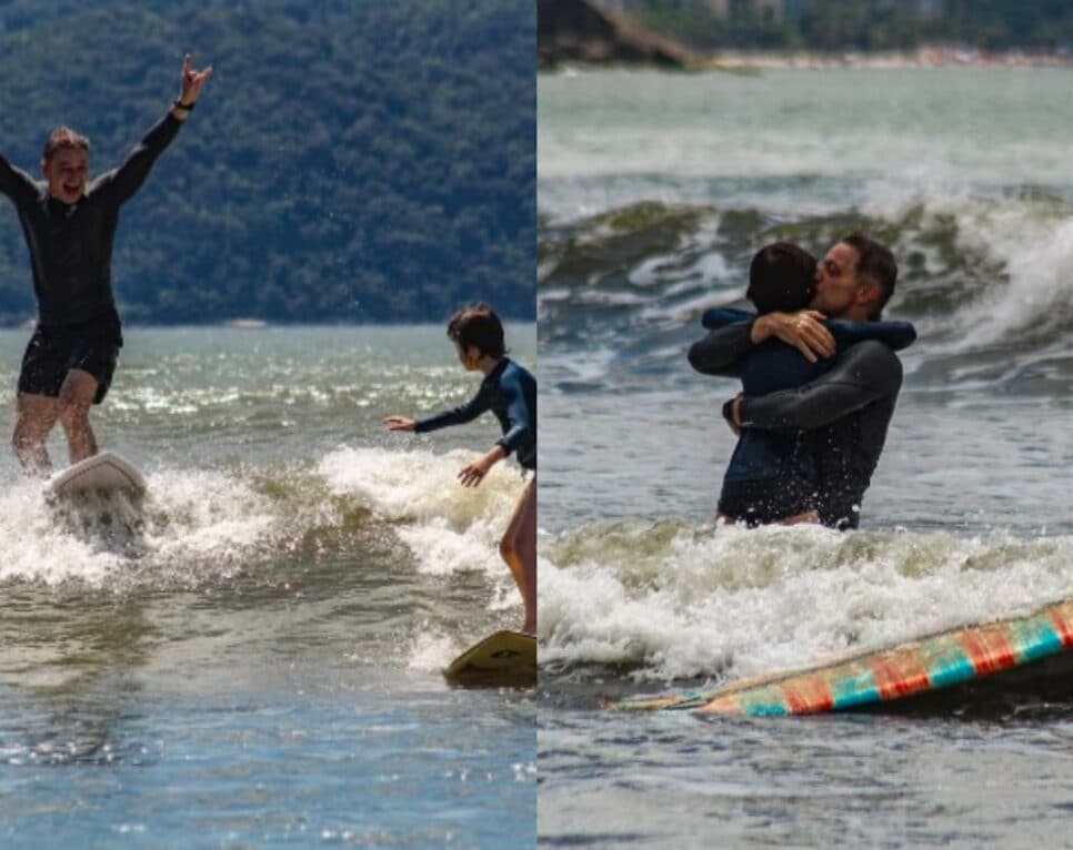 Lucas Lima ao lado de seu filho Theo, que está completando 11 anos (Foto: Reprodução/Montagem TV Foco)