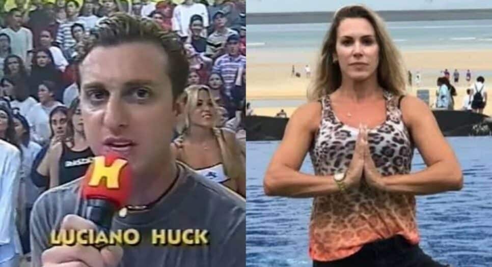 Huck apresentando o programa "H", na Band e Joana Prado hoje (Foto: Reprodução/ Band/ Instagram/ Montagem)