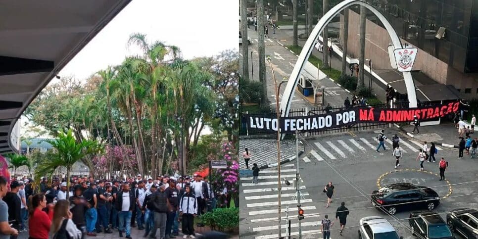 Protesto da torcida do Corinthians (Foto: Reprodução)