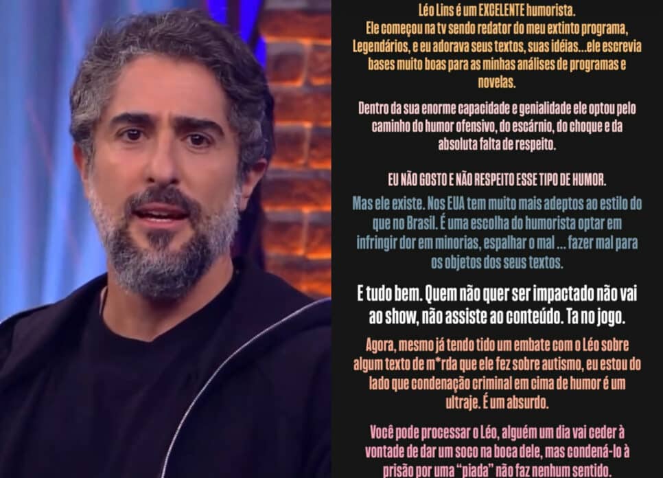 Marcos Mion, apresentador da Globo, fala sobre condenação de Léo Lins, seu ex-colega da Record (Foto: Reprodução/Montagem TV Foco)