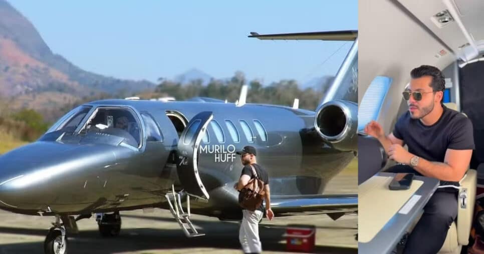 Jatinho de Murilo Huff (Foto: Reprodução/Montagem TV Foco)