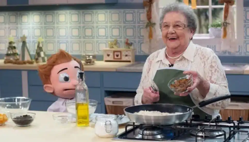 Vovó Palmirinha com seu netinho "Guinho" nos programas de culinária (Foto: Reprodução/ Divulgação)