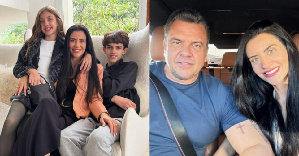 A famosa estrela do SBT ao lado de sua família (Foto: Reprodução/Montagem TV Foco)