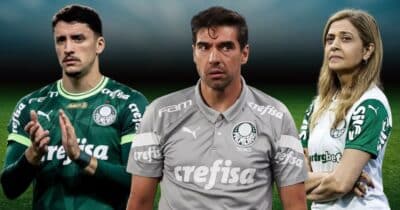 Piquerez, Abel Ferreira e Leila Pereira (Foto: Reprodução / Palmeiras / Montagem TV Foco)