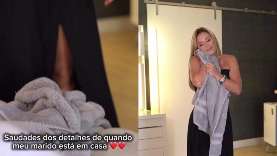 Esposa do cantor entrega toalha na cama em vídeo (Foto: Reprodução/ Instagram)